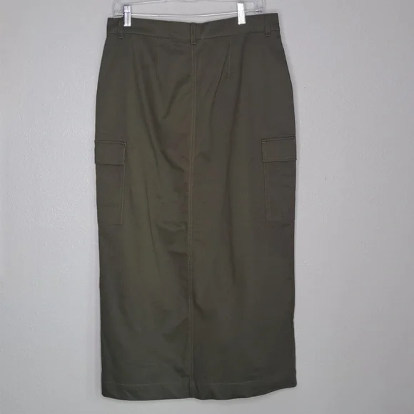Ann Taylor LOFT Military Green Cargo Skirt Women's Size 10 Open Front - Picture 3 of 16